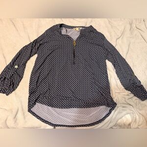 Blue Michael Kors Zip-Neck Blouse